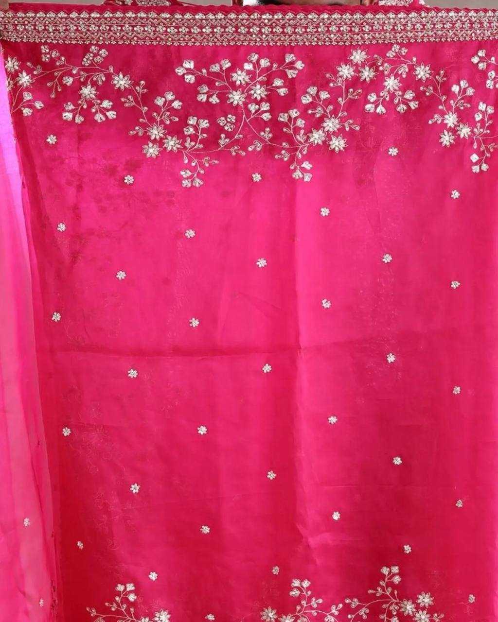 YNF ORGANZA SILK RIN187 653 SAREES WHOLESALE SEQUENCE EMBRODERY ORGANZA PINK SAREES MANUFACTURER