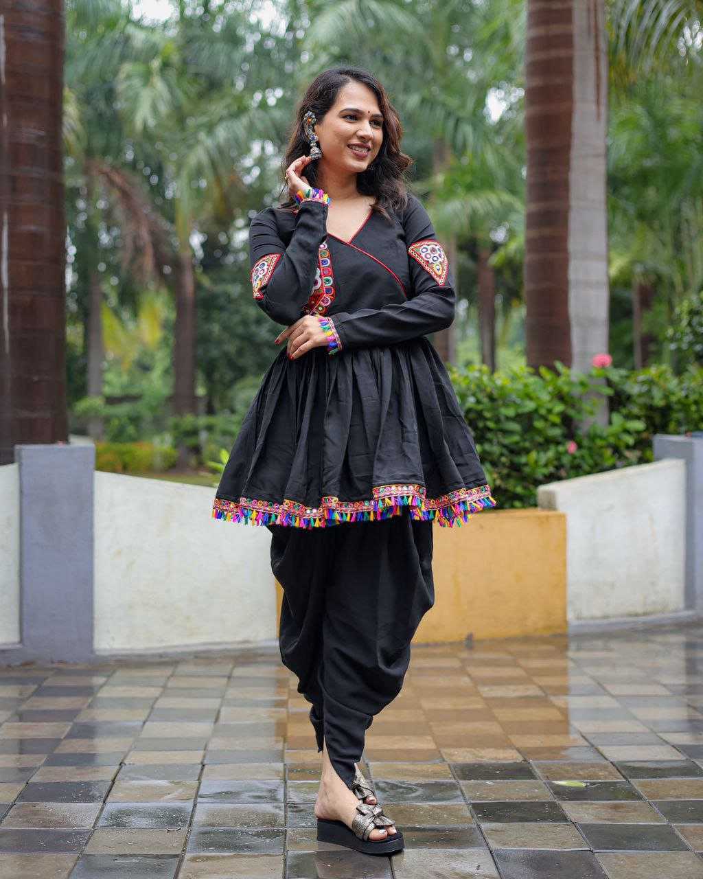 YNF PURE FIYONA RIN202 516 KURTIS WHOLESALE FESTIVE SHORTKURTIS WITH DHOTI BLACK KURTIS MANUFACTURER