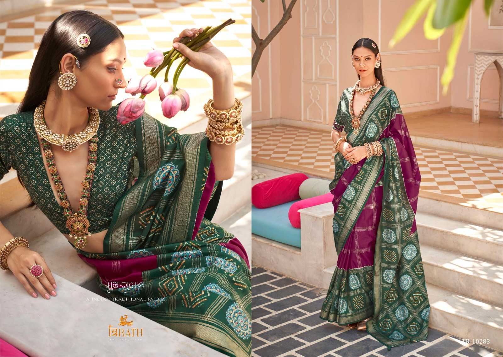 YNF PURE SILK TRIRATH KESH235 GULAB PATOLA CLOTHING BRANDS WHOLESALE SAREES MANUFACTURER 