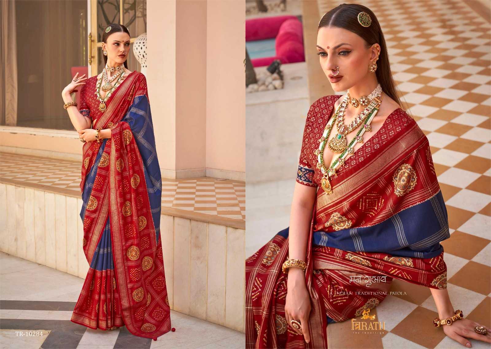 YNF PURE SILK TRIRATH KESH235 GULAB PATOLA CLOTHING BRANDS WHOLESALE SAREES MANUFACTURER 