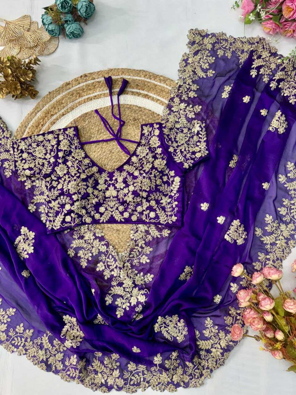 YNF RANGOLI SILK KESH188 9231 SAREES WHOLESALE SEQUENCE EMBROIDERED CUTWORK SILK SAREES WITH BLOUSE PURPLE SAREES  MANUFACTURER