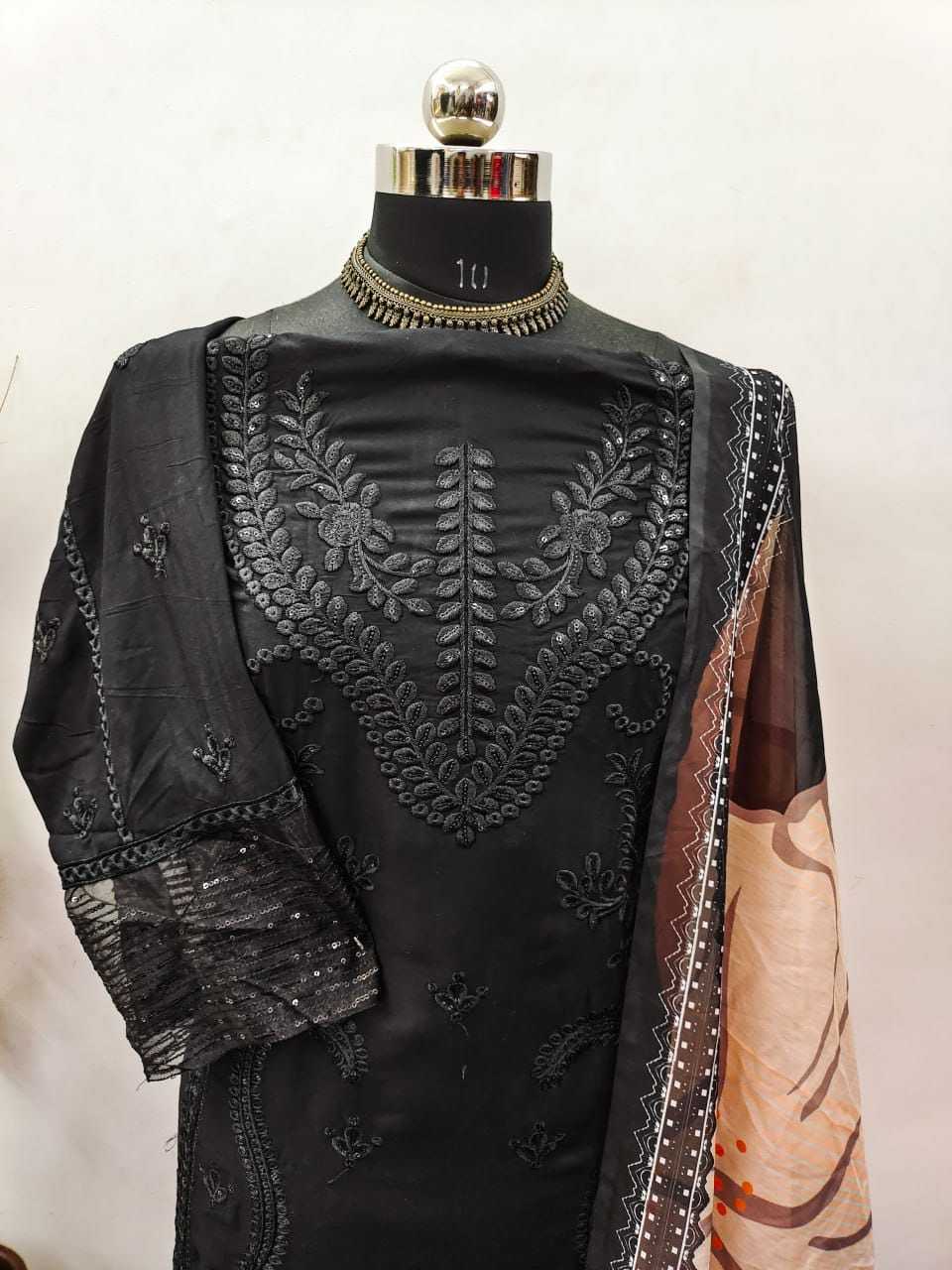 YNF REYON COTTON RIN129 154 SUITS & DRESSES WHOLESALE EMBROIDERY COTTON SEMI STITCHED BLACK SALWAR SUITS MANUFACTURE