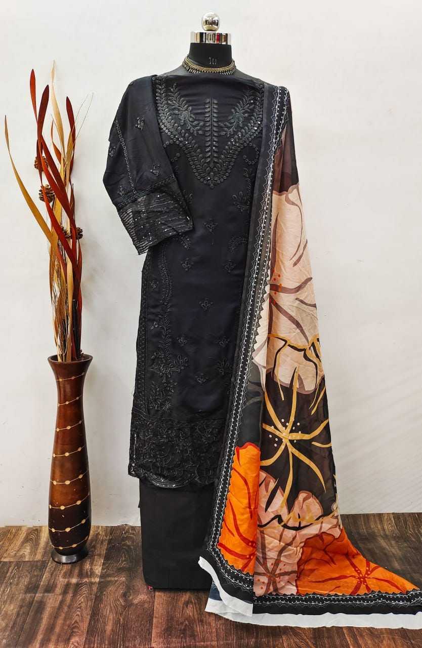 YNF REYON COTTON RIN129 154 SUITS & DRESSES WHOLESALE EMBROIDERY COTTON SEMI STITCHED BLACK SALWAR SUITS MANUFACTURE