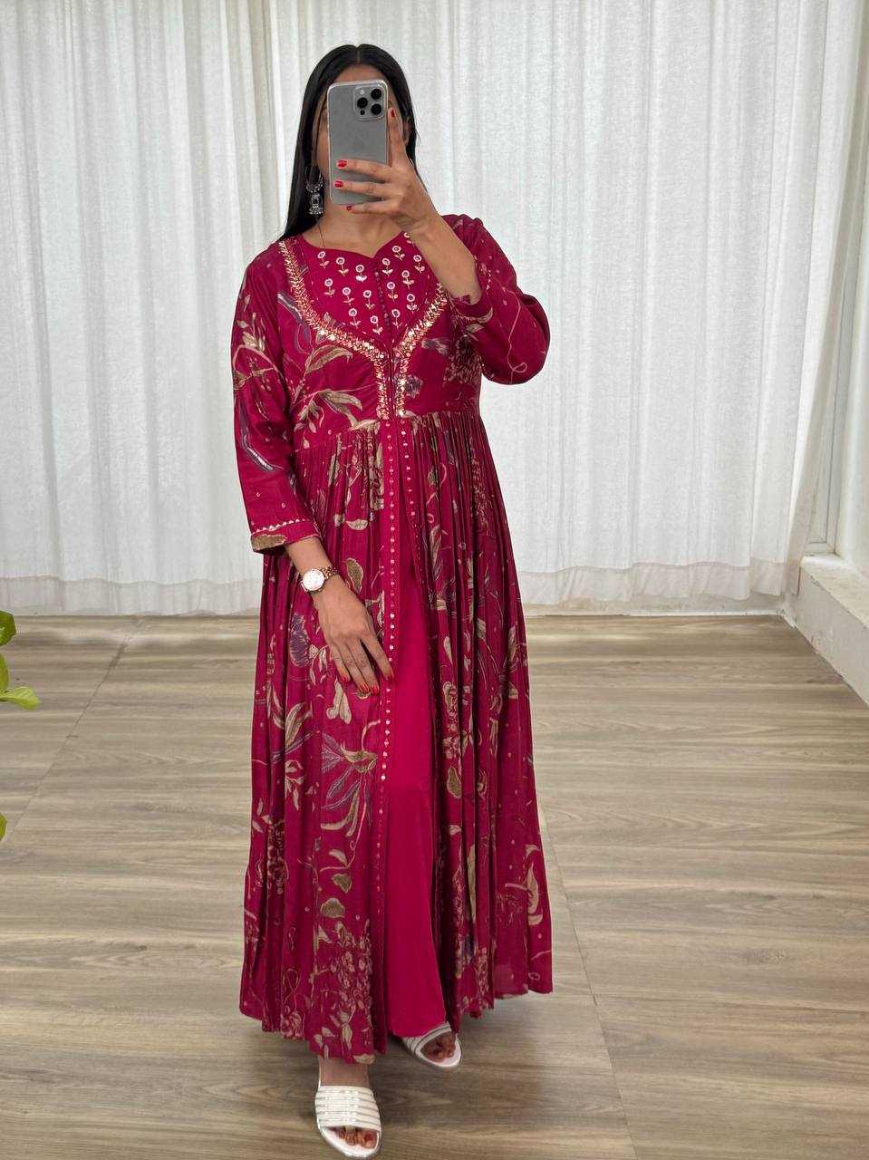 YNF ROMAN SILK KESH240 405 GOWNS WHOLESALE EMBROIDERY LOPNG SILK RED GOWNS MANUFACTURER