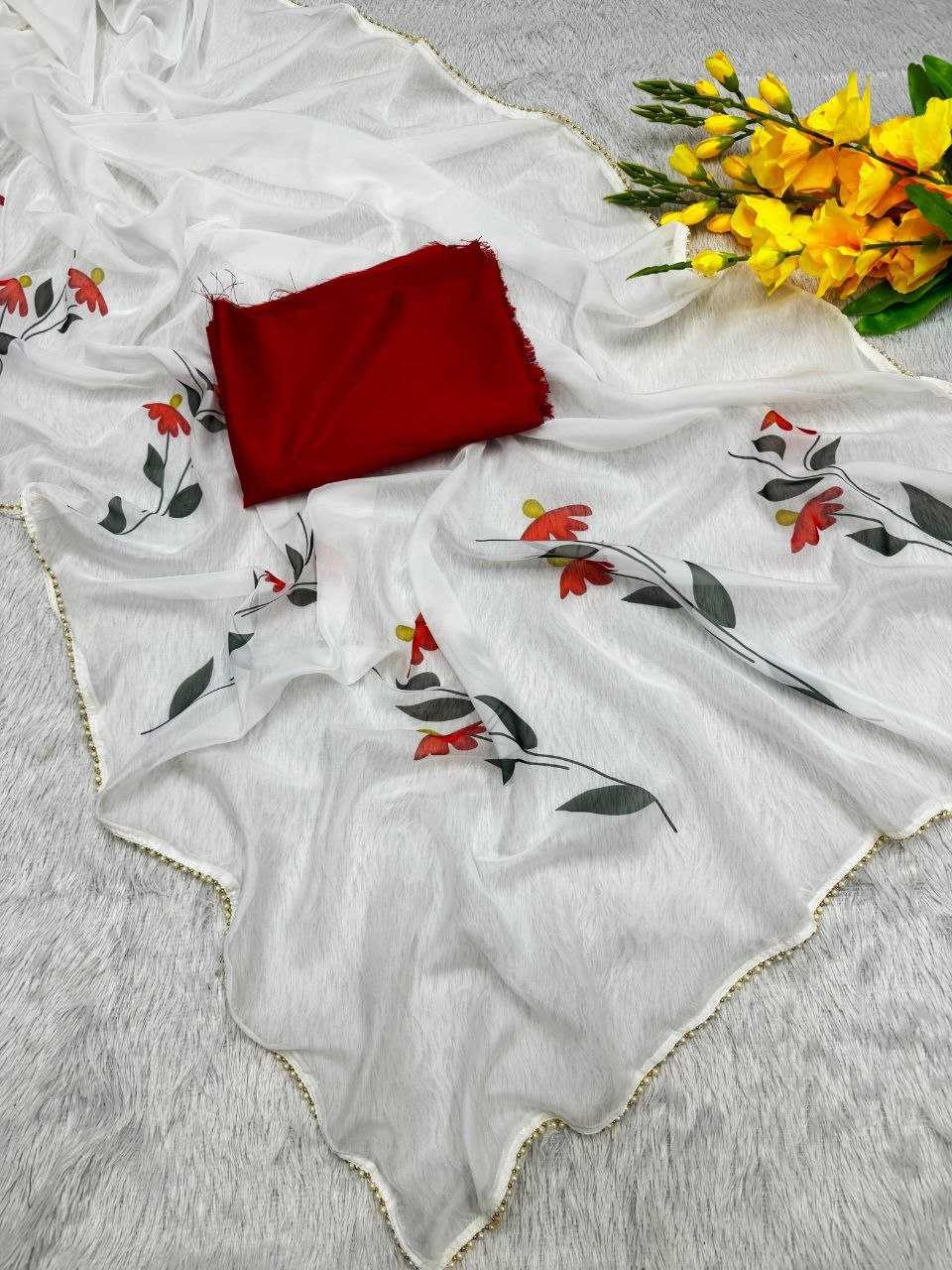 YNF TABBY SILK KESH188 9219 SAREES WHOLESALE FANCY PRINTED WHITELACE BORDER SILK SAREES MANUFACTURER