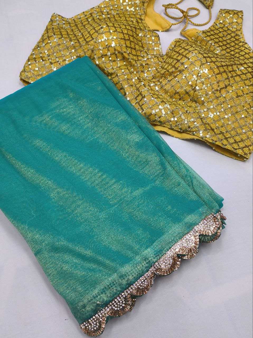 YNF TISSUE SILK KESH188 9133 SAREES WHOLESALE TISSUE SILK PLAIN LACE BORDER SAREES MANUFACTURER