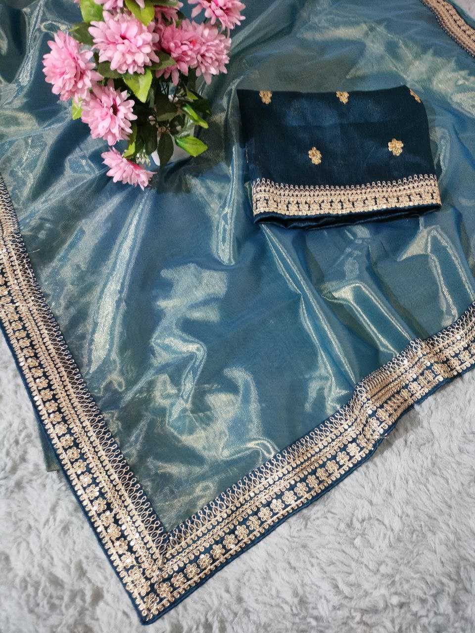 YNF TISSUE SILK KESH208 056 SAREES WHOLESALE SEQUENCE TISSUE SILK LACE BORDER SILK SAREES MANUFACTURER