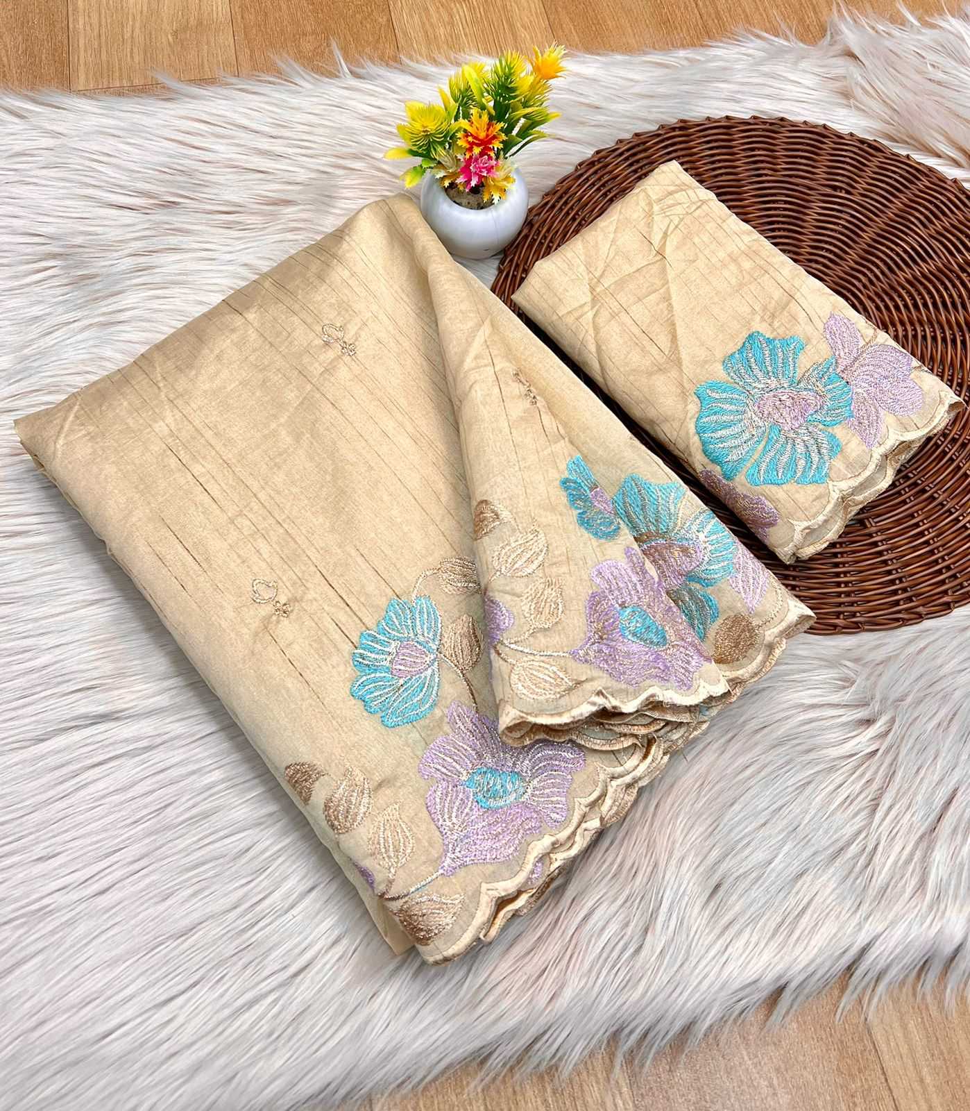 YNF TUSSAR SILK RIN104 APE86 SILK SAREES WHOLESALE SOFT SILK TUSSAR SILK TRADITIONAL SILK EMBROIDERED SILK SAREES MANUFACTURER