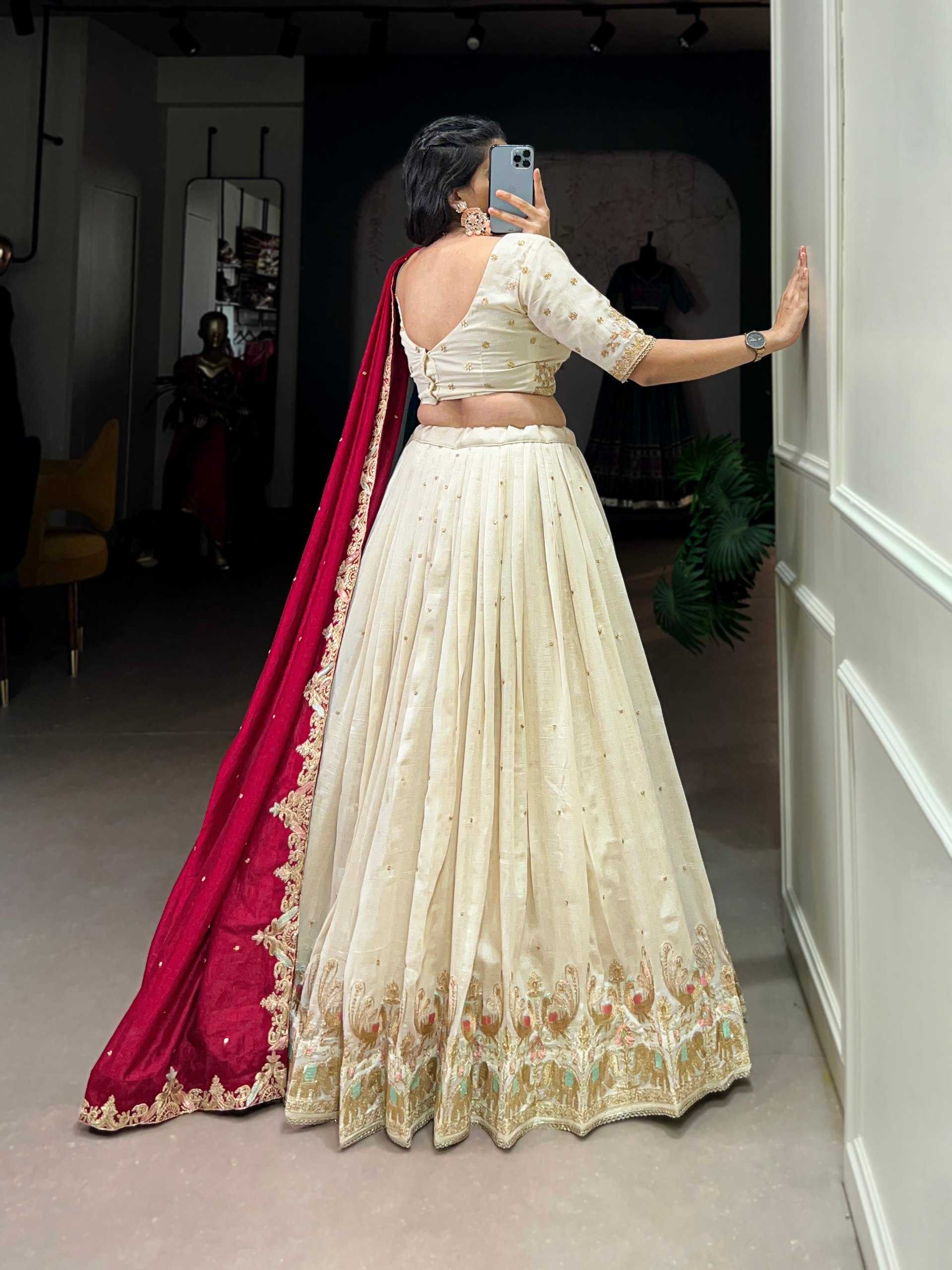 YNF VICHITA SILK KESH134 1411 LEHENGAS WHOLESALE SILK EMBROIDERED WHITE WEDDING LEHENGAS MANUFACTURER