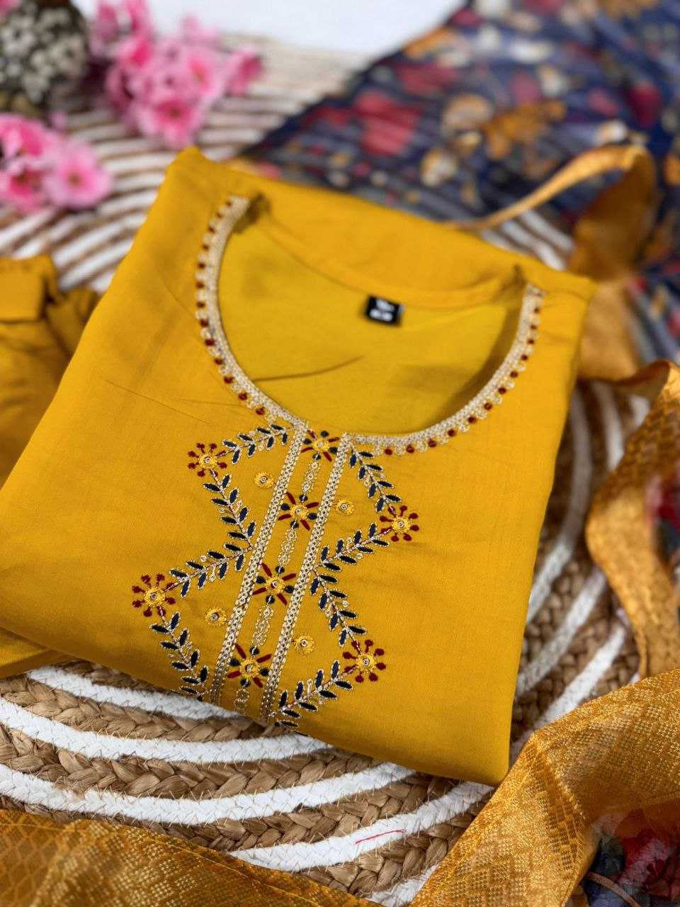 YNF VISCOSE CHANDERI KESH214 273 SUITS & DRESSES WHOLESALE CHANDERI LONG KURTI YELLOW SALWAR SUITS MANUFACTURER