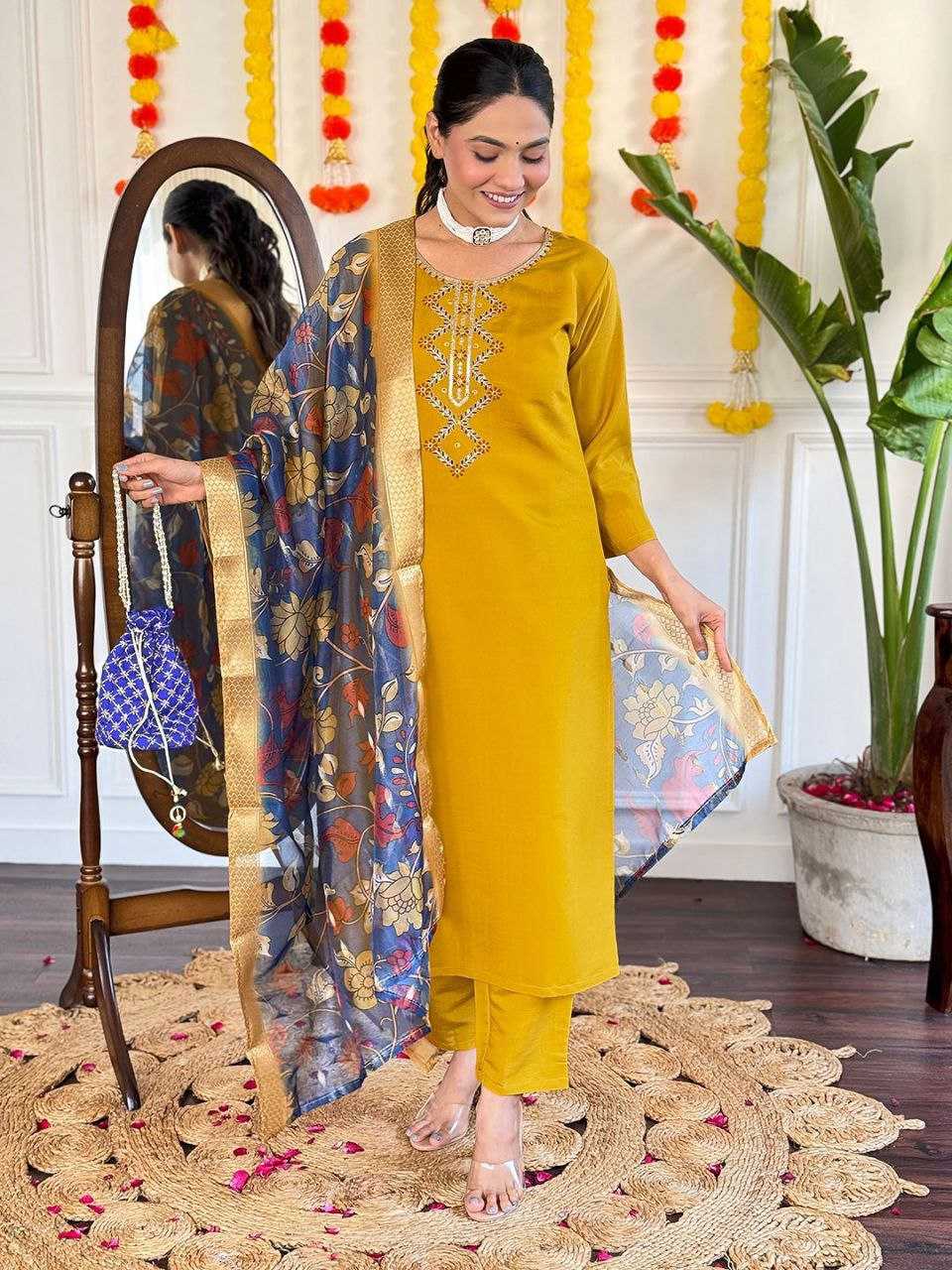 YNF VISCOSE CHANDERI KESH214 273 SUITS & DRESSES WHOLESALE CHANDERI LONG KURTI YELLOW SALWAR SUITS MANUFACTURER