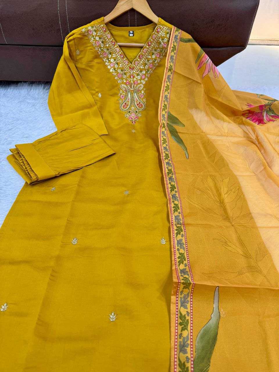 YNF VISCOSE CHANDERI KESH214 275 SUITS & DRESSES WHOLESALE LADIES CHANDERI LONG KURTI YELLOW SALWAR SUITS MANUFACTURE