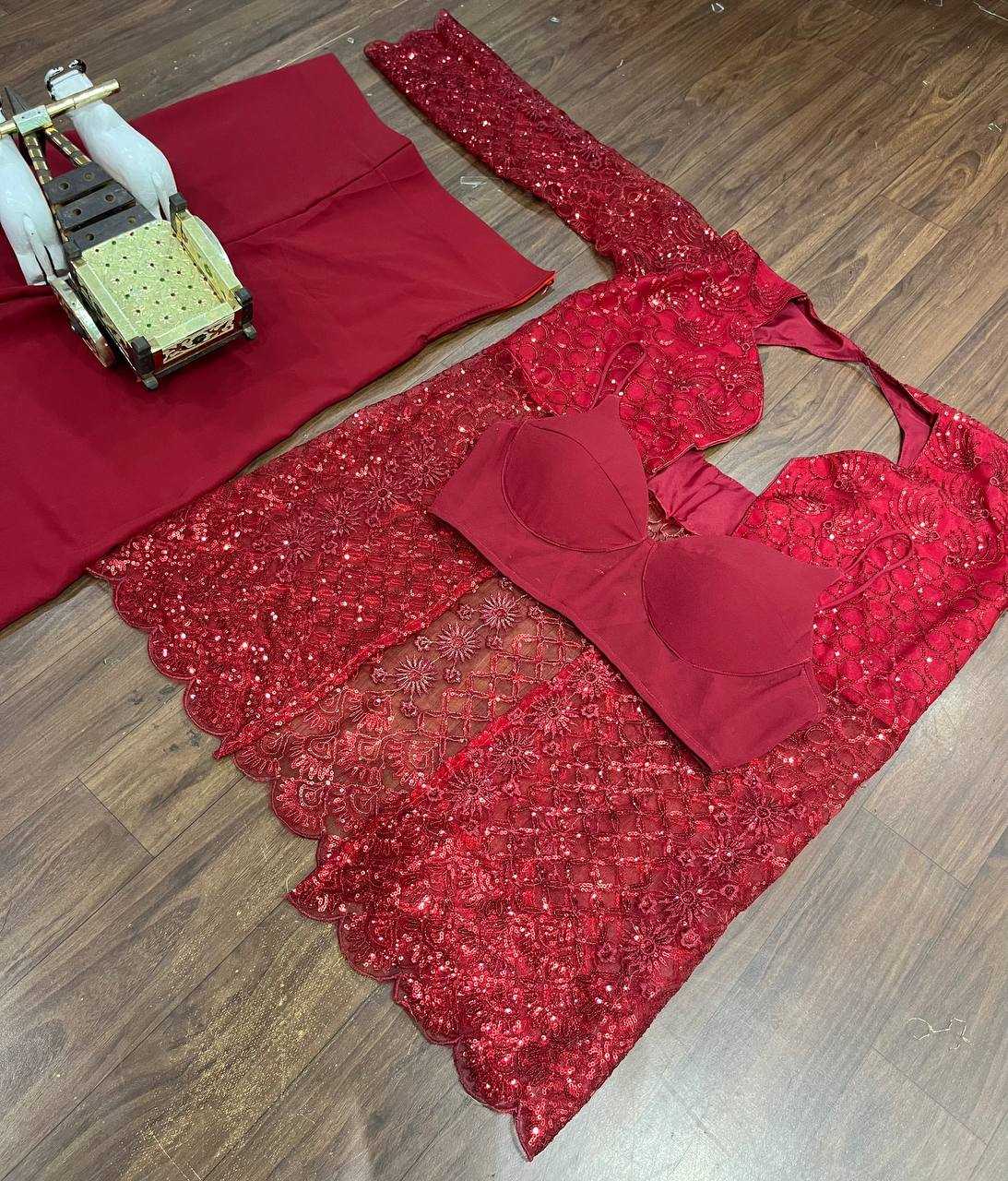 YNF BUTTERFLY NET RIN108 1695 SUITS & DRESSES WHOLESALE EMBROIDERY PARTY WEAR NET RED SUITS MANUFACTURE