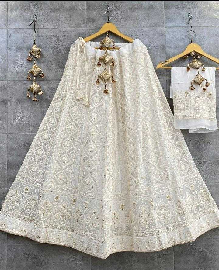 YNF CHIFFON KESH179 AHB109 LEHENGAS WHOLESALE DESIGNER WEDDING EMBROIDERED WHITE LEHENGAS MANUFACTURER