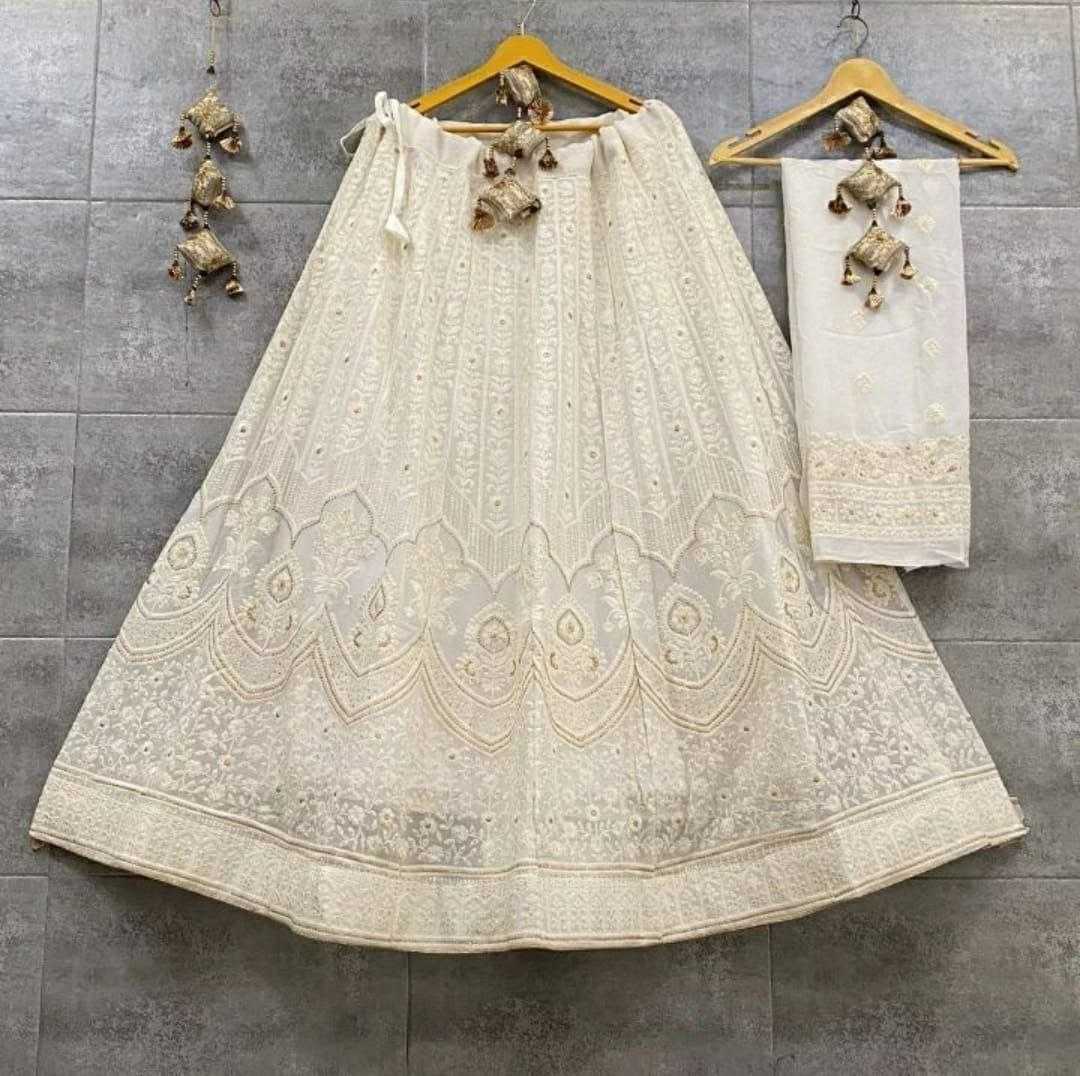 YNF CHIFFON KESH179 AHB109 LEHENGAS WHOLESALE DESIGNER WEDDING EMBROIDERED WHITE LEHENGAS MANUFACTURER