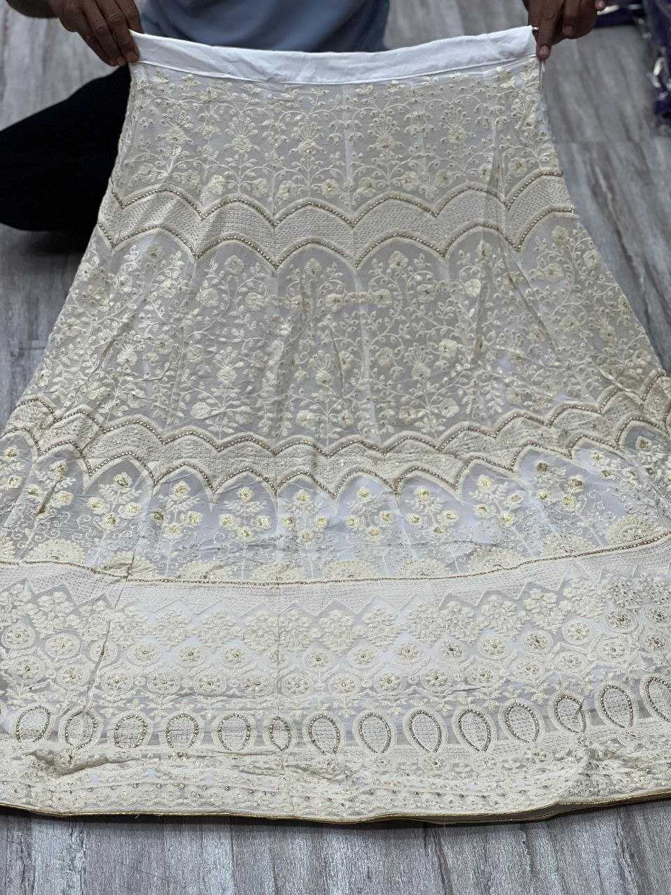 YNF CHIFFON KESH179 AHB109 LEHENGAS WHOLESALE DESIGNER WEDDING EMBROIDERED WHITE LEHENGAS MANUFACTURER