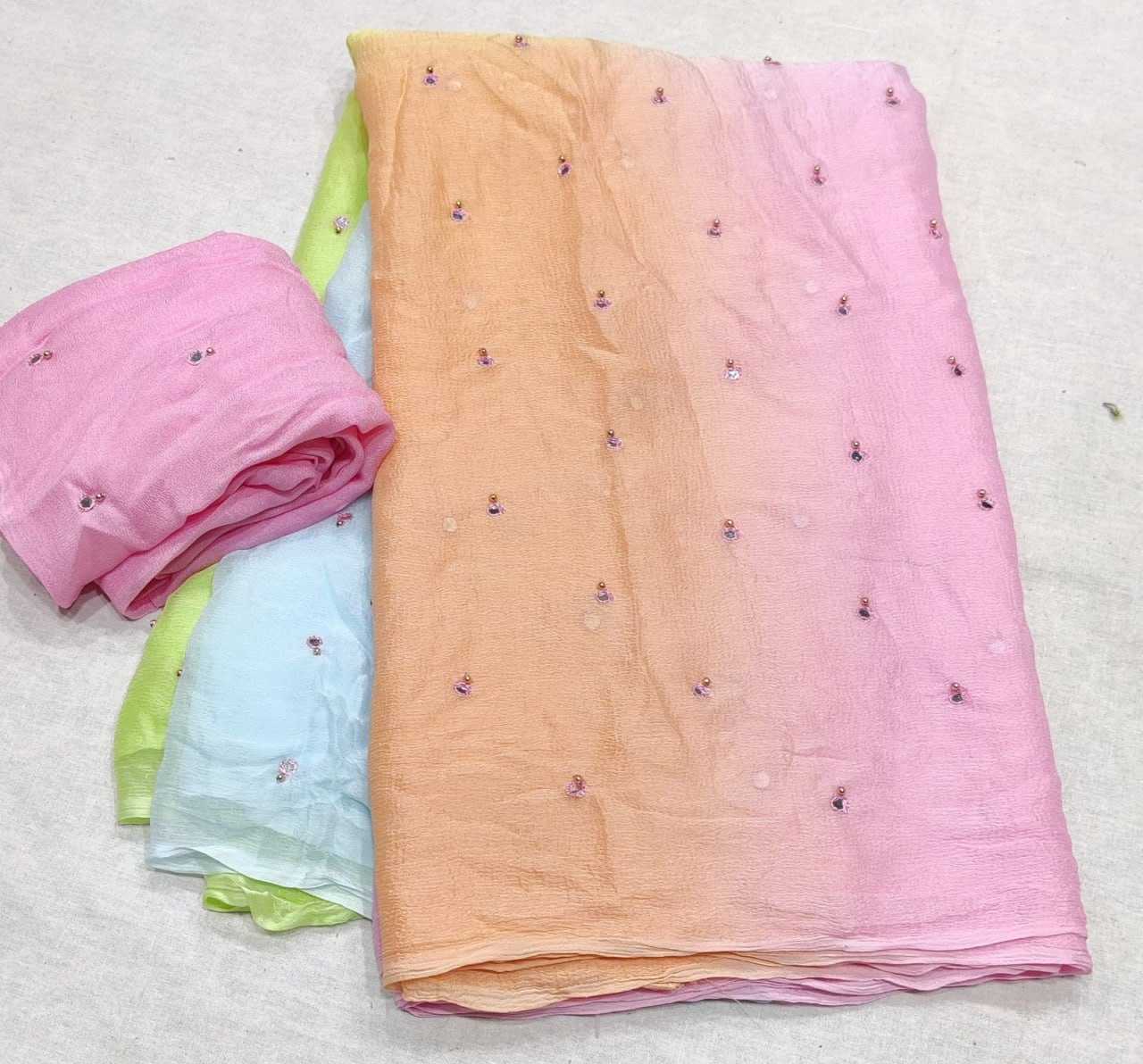 YNF CHIFFON RIN152 NSD83 SAREES WHOLESALE FANCY CHIFFON MIRROR WORK SAREES MANUFACTURER