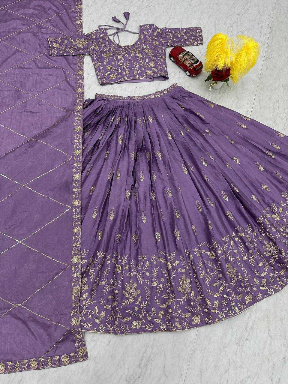 YNF CHINON KESH120 205 LEHENGAS WHOLESALE SILK WEDDING PURPLE EMBROIDERED LEHENGAS MANUFACTURER