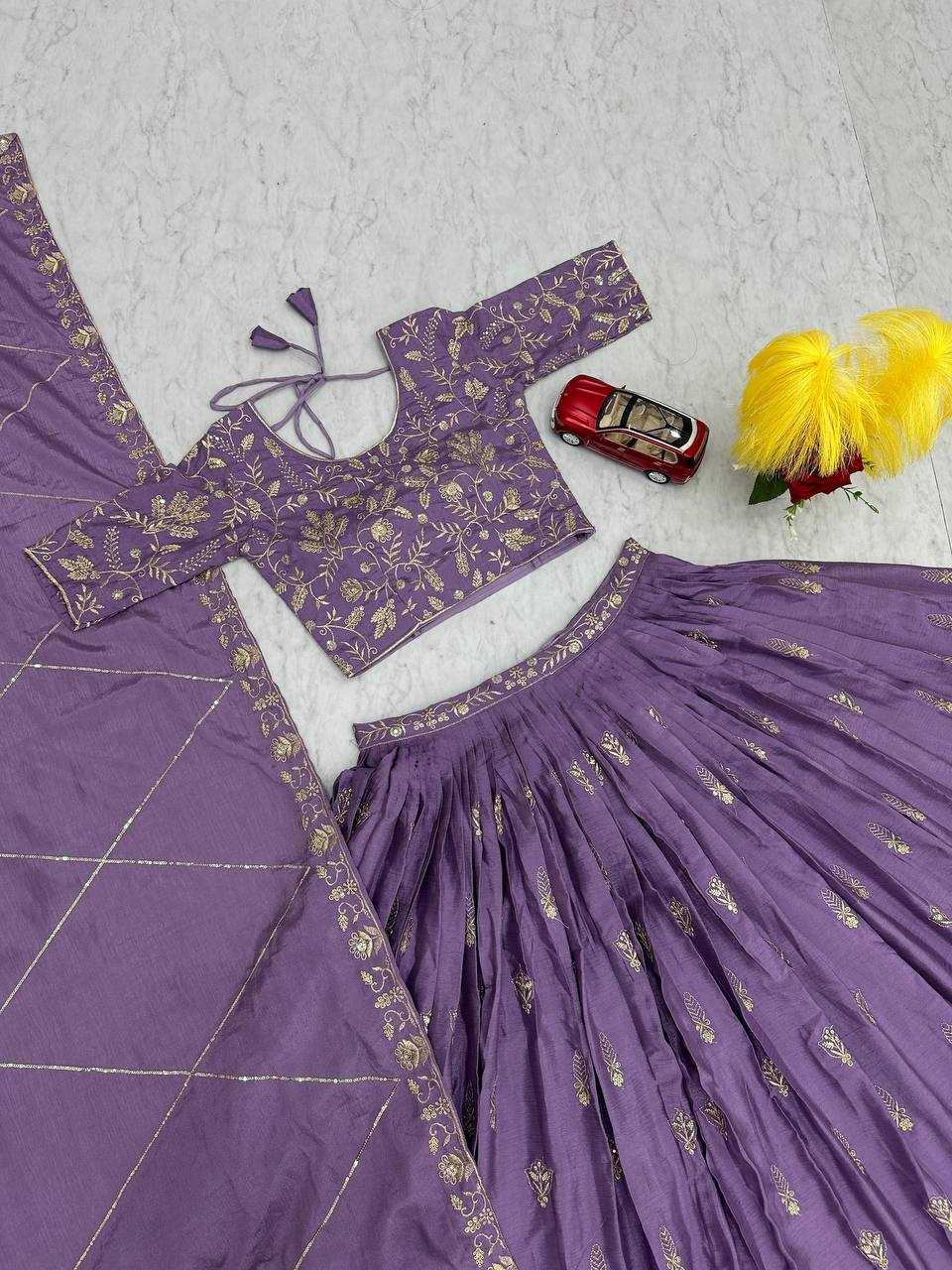 YNF CHINON KESH120 205 LEHENGAS WHOLESALE SILK WEDDING PURPLE EMBROIDERED LEHENGAS MANUFACTURER