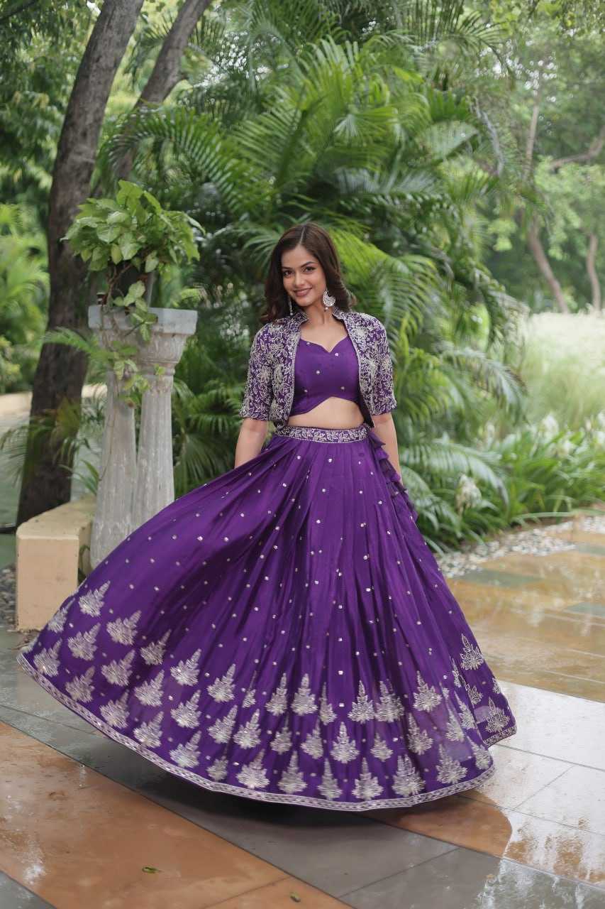 YNF CHINON KESH132 7128 LEHENGAS WHOLESALEJACKET STYLE WEDDING EMBROIDERED SQUNIS LEHENGAS MANUFACTURER