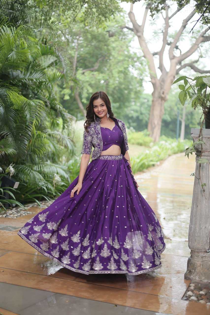 YNF CHINON KESH132 7128 LEHENGAS WHOLESALEJACKET STYLE WEDDING EMBROIDERED SQUNIS LEHENGAS MANUFACTURER