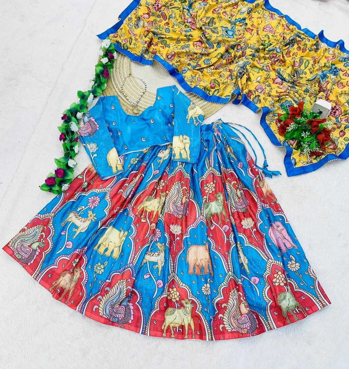 YNF CHINON KESH189 VET20 LEHENGAS WHOLESALE KALAMKARI TRADITIONAL PRINTED SILK LEHENGAS MANUFACTURER