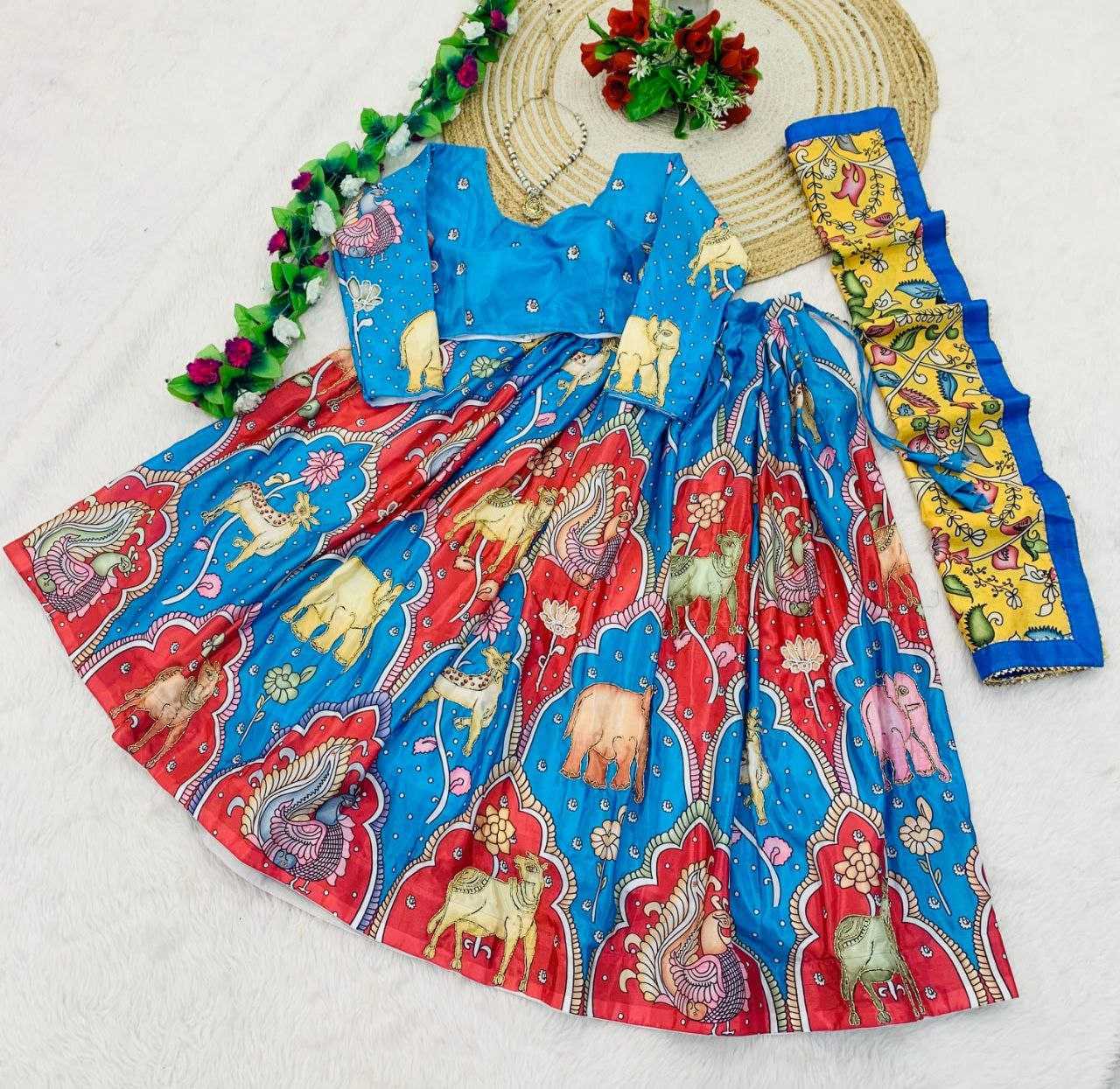 YNF CHINON KESH189 VET20 LEHENGAS WHOLESALE KALAMKARI TRADITIONAL PRINTED SILK LEHENGAS MANUFACTURER