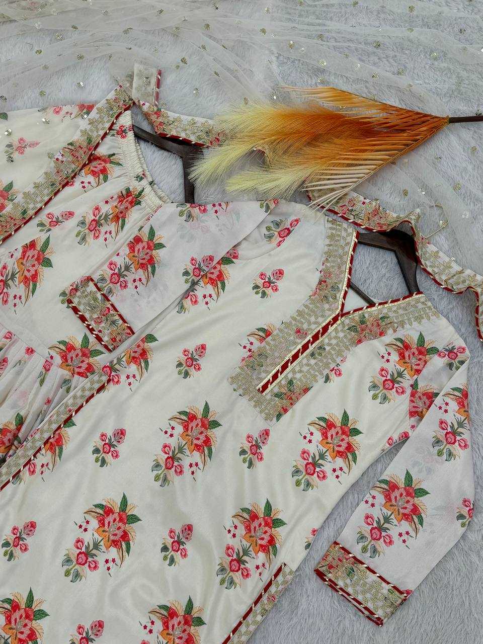 YNF CHINON SILK KESH157 1673 SUITS & DRESSES SHARARA SALWAR EMBROPIDERY PRINTED WHITE SALWAR SONALI BENDRE RASHA THADANI SUITS MANUFACTUR