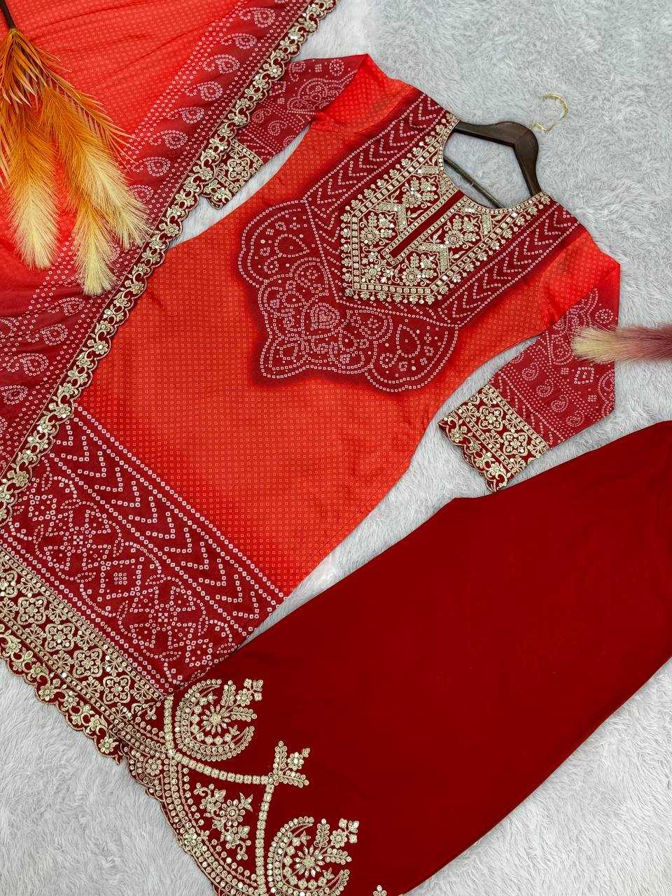 YNF CHINON SILK KESH227 1022 SUITS & DRESSES PRINTED EMBROIDERY WEDDING SILK BANDHANI SUITS MANUFACTUR