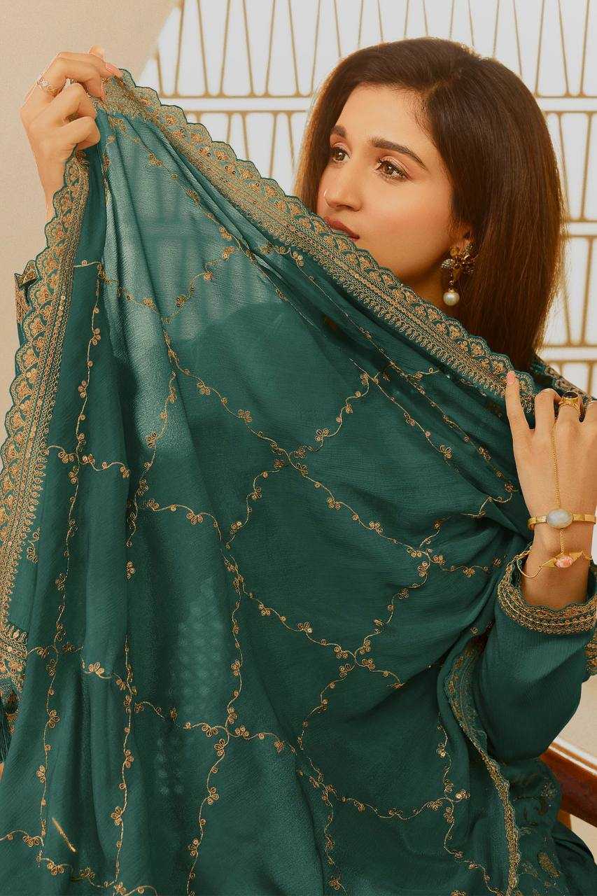 YNF CHINON SILK KESH228 572 SUITS & DRESSES PALAZZO EMBROPIDERY WEDDING GREEN SALWAR SUITS MANUFACTUR