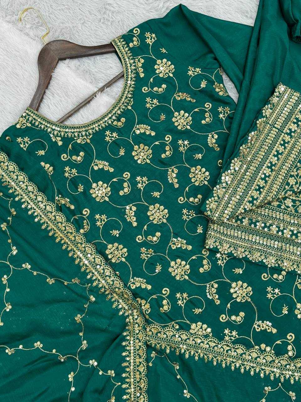 YNF CHINON SILK KESH228 572 SUITS & DRESSES PALAZZO EMBROPIDERY WEDDING GREEN SALWAR SUITS MANUFACTUR