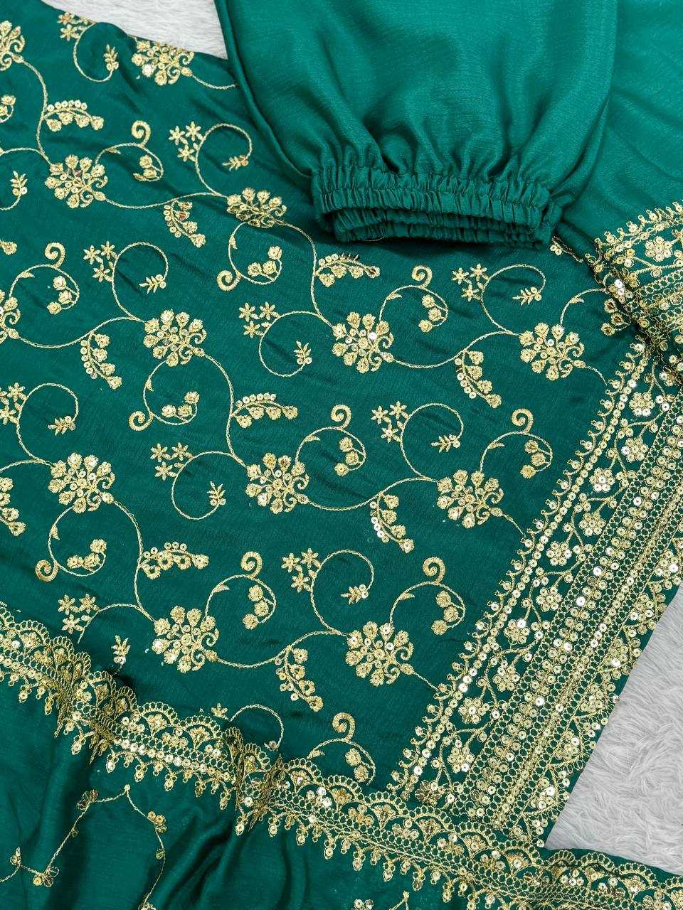 YNF CHINON SILK KESH228 572 SUITS & DRESSES PALAZZO EMBROPIDERY WEDDING GREEN SALWAR SUITS MANUFACTUR