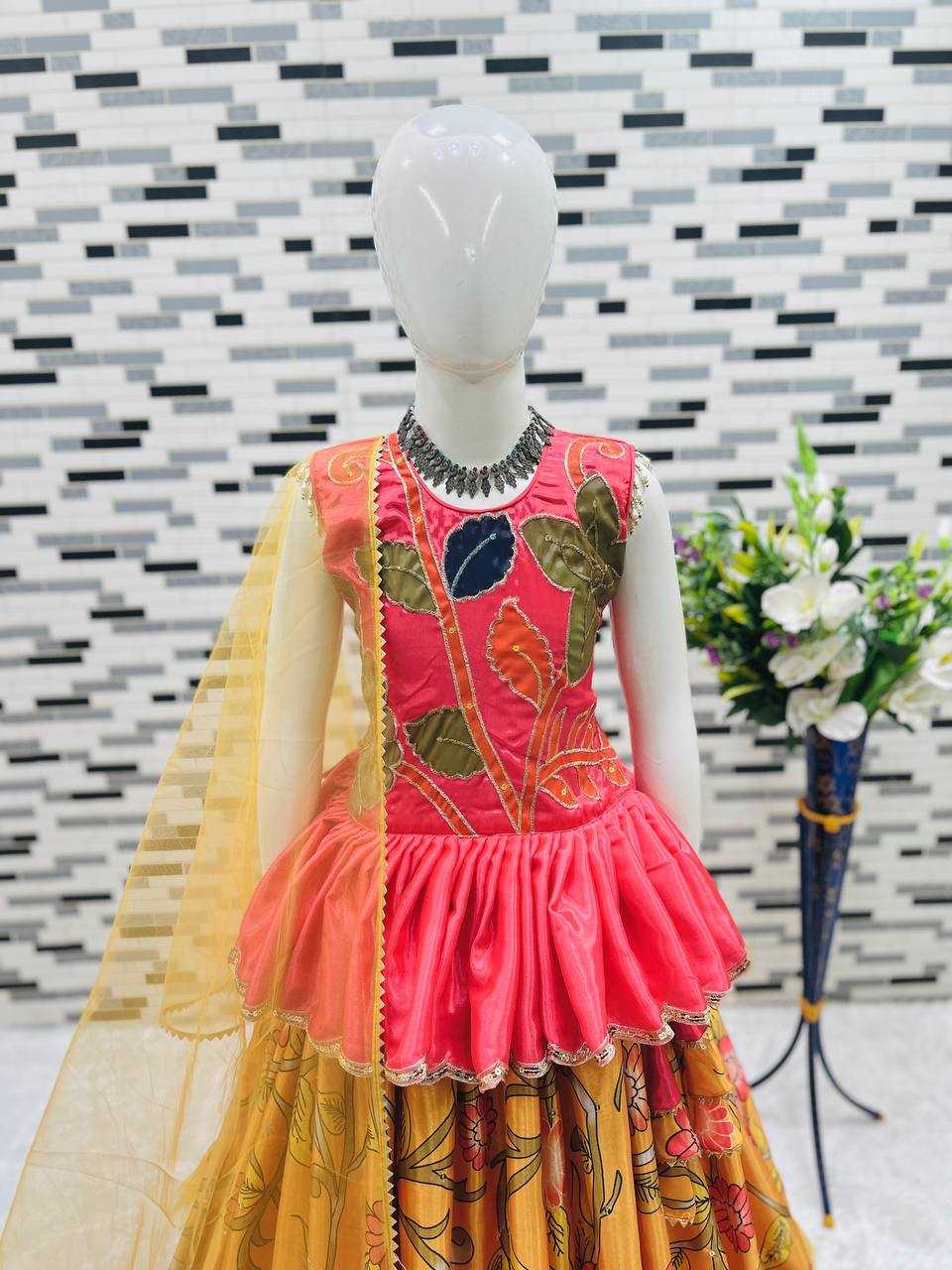 YNF CHINON SILK RIN154 195 KIDS WEAR WHOLESALE KIDS LEHENGA KIDS TRADITIONAL OUTFITS KIDS LEHENGA CHOLI EMBROIDERY WEDDING OUTFITS MANUFACTURER