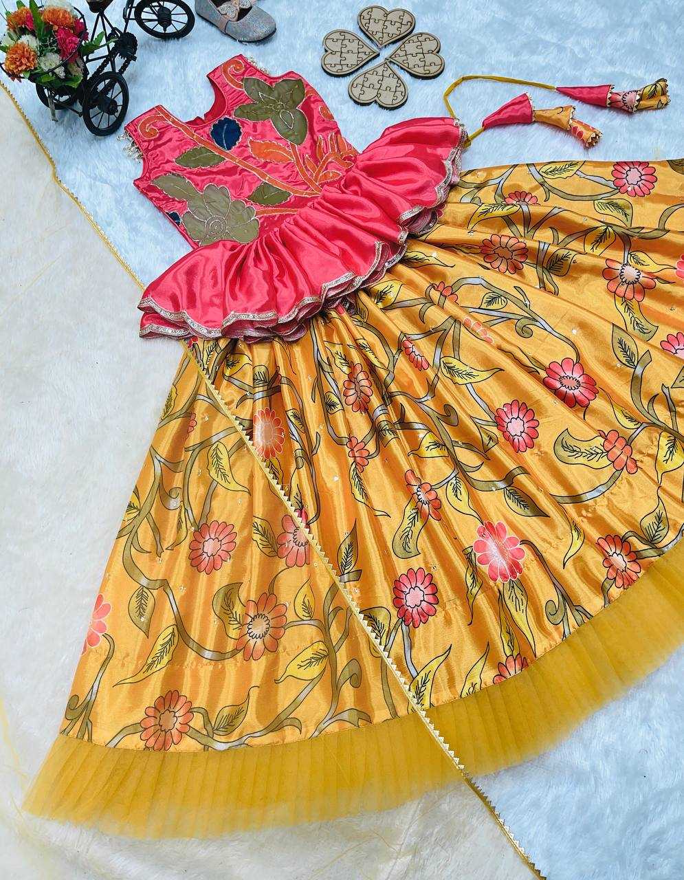 YNF CHINON SILK RIN154 195 KIDS WEAR WHOLESALE KIDS LEHENGA KIDS TRADITIONAL OUTFITS KIDS LEHENGA CHOLI EMBROIDERY WEDDING OUTFITS MANUFACTURER