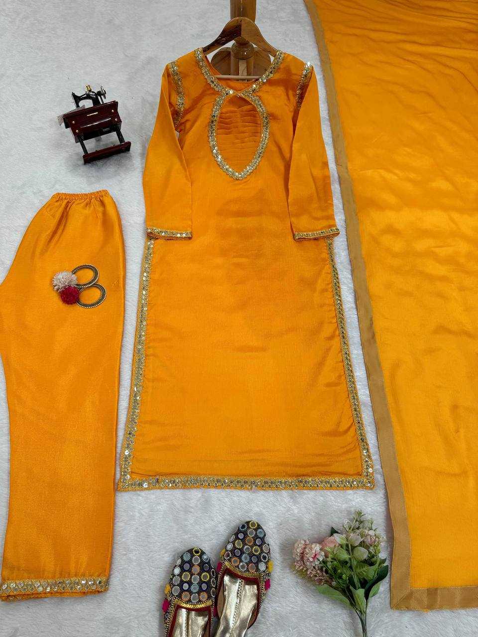 YNF CHINON SILK RIN169 5774 SUITS & DRESSES WHOLESALE WEDDING SILK YELLOW SALWAR HALDI OUTFITS SUITS MANUFACTURE