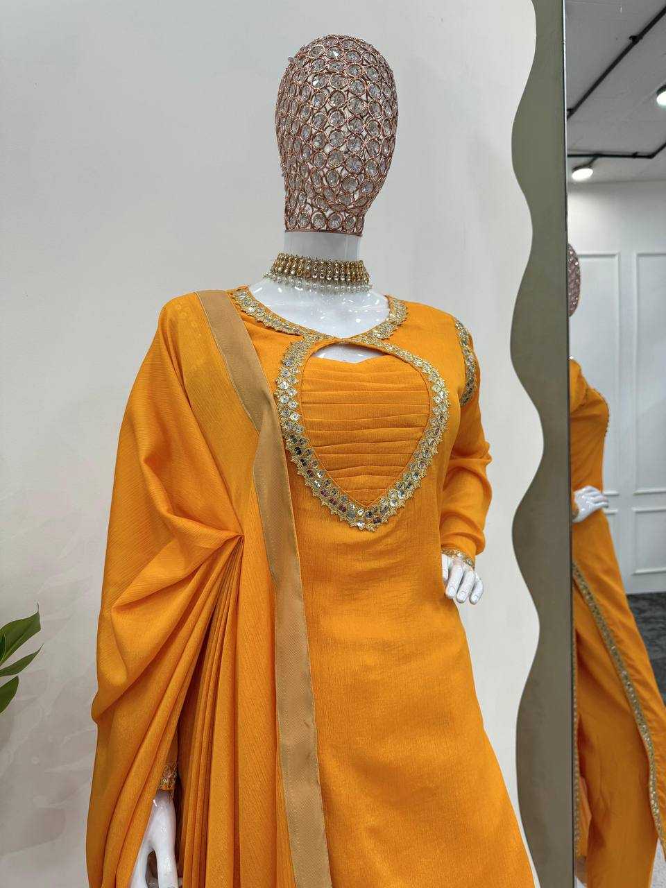 YNF CHINON SILK RIN169 5774 SUITS & DRESSES WHOLESALE WEDDING SILK YELLOW SALWAR HALDI OUTFITS SUITS MANUFACTURE