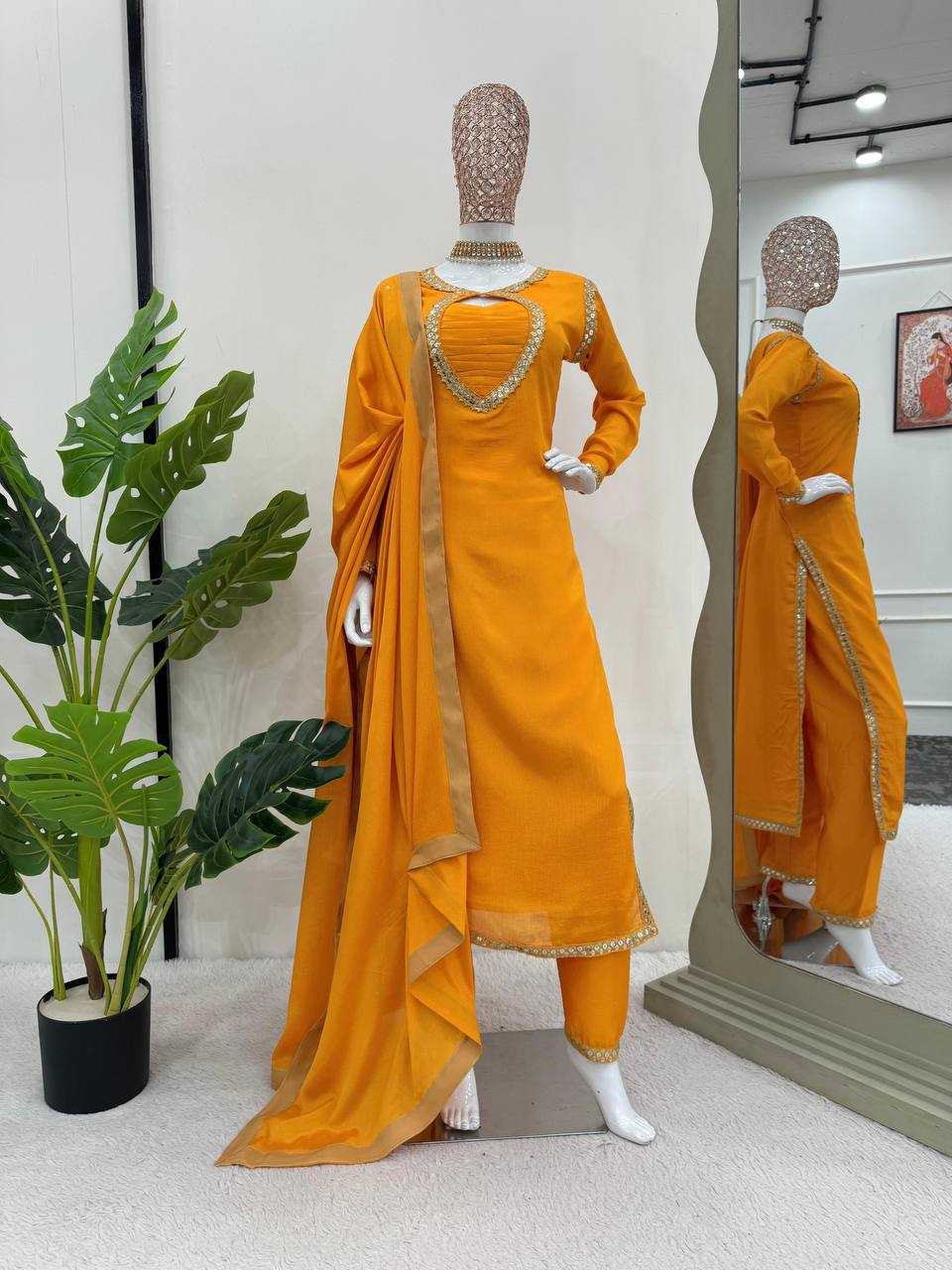 YNF CHINON SILK RIN169 5774 SUITS & DRESSES WHOLESALE WEDDING SILK YELLOW SALWAR HALDI OUTFITS SUITS MANUFACTURE