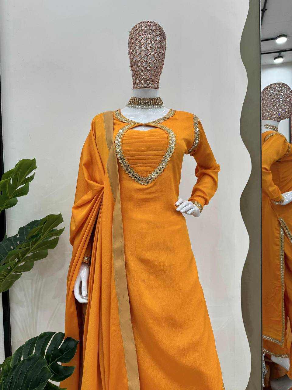 YNF CHINON SILK RIN169 5774 SUITS & DRESSES WHOLESALE WEDDING SILK YELLOW SALWAR HALDI OUTFITS SUITS MANUFACTURE