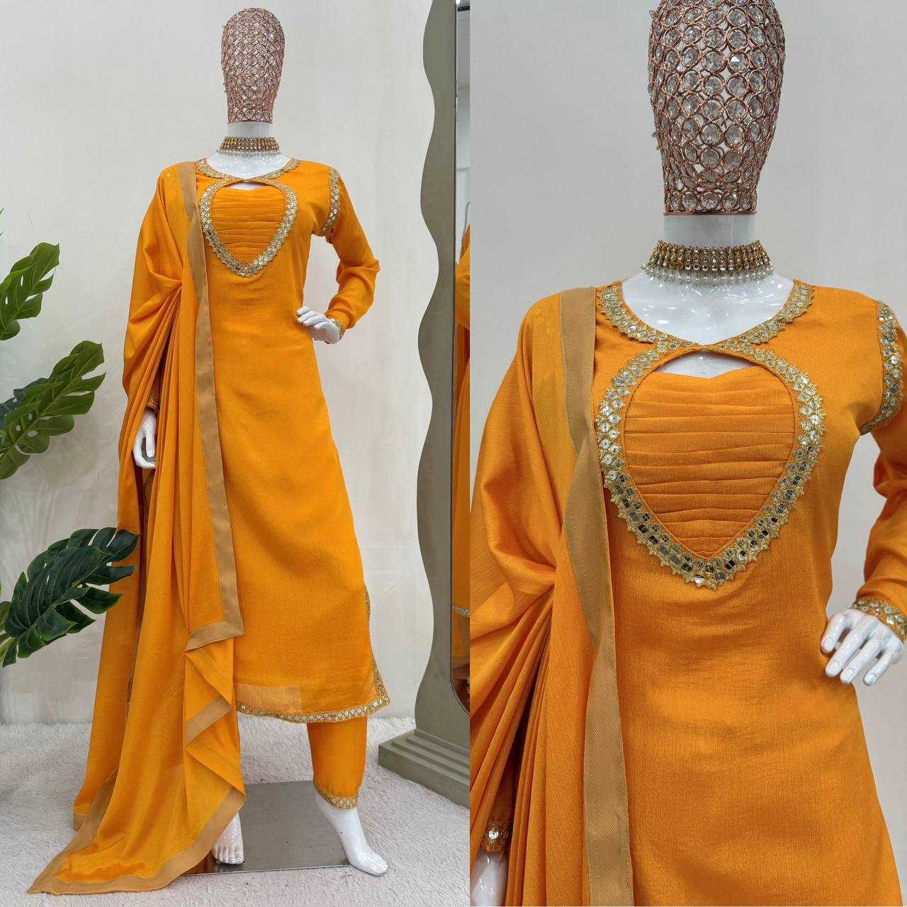 YNF CHINON SILK RIN169 5774 SUITS & DRESSES WHOLESALE WEDDING SILK YELLOW SALWAR HALDI OUTFITS SUITS MANUFACTURE