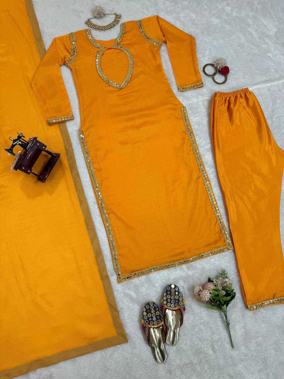 YNF CHINON SILK RIN169 5774 SUITS & DRESSES WHOLESALE WEDDING SILK YELLOW SALWAR HALDI OUTFITS SUITS MANUFACTURE