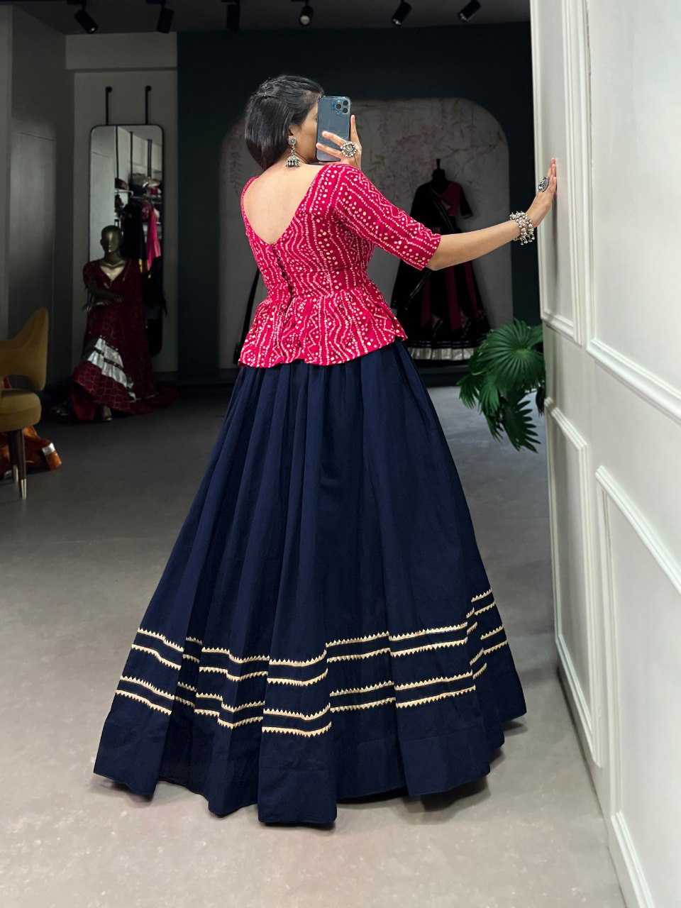 YNF COTTON KESH136 1325 LEHENGAS WHOLESALE GOTA PATTI CEOP TOP BLUE LEHENGAS MANUFACTURER