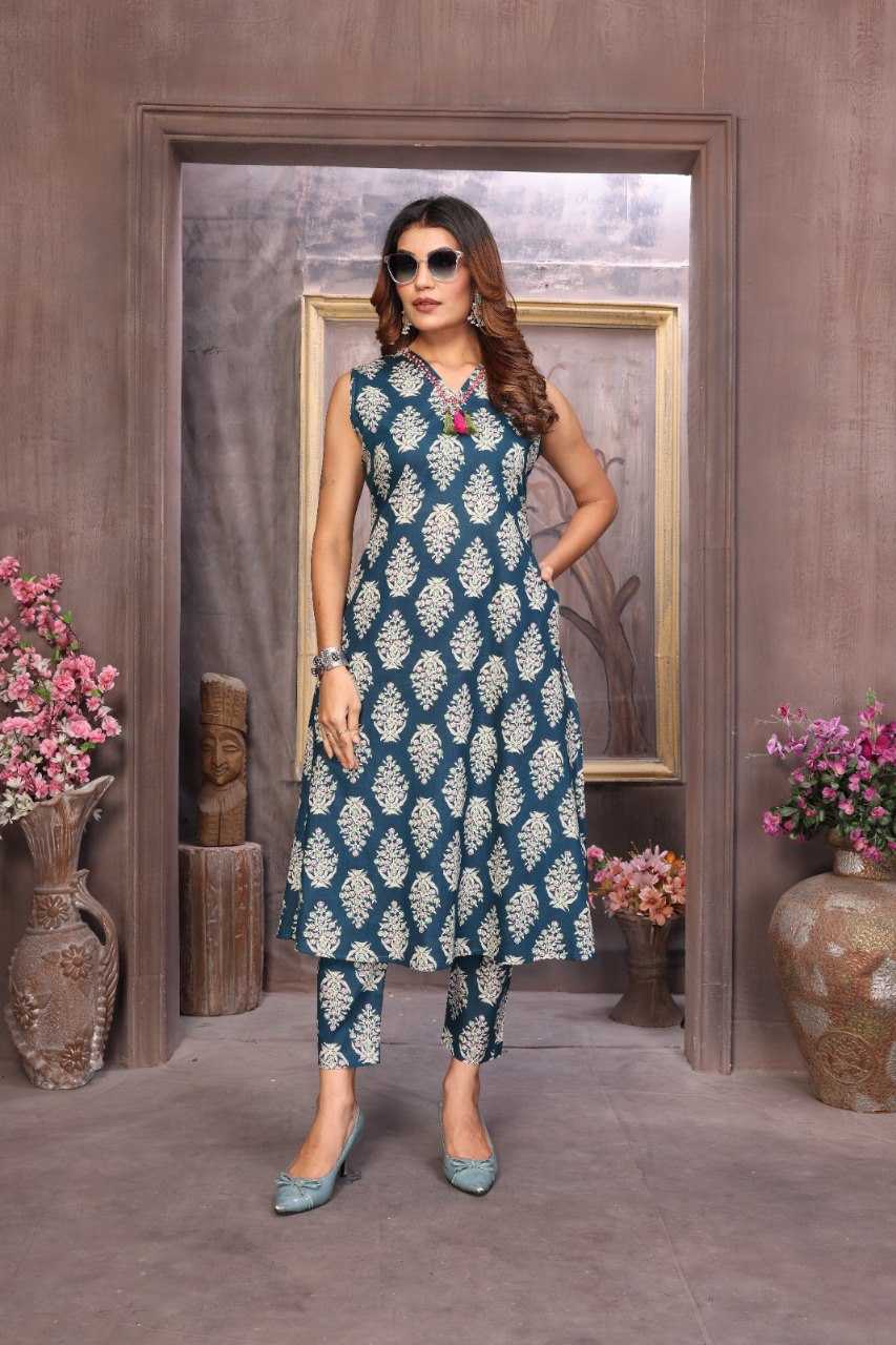 YNF COTTON KESH172 LKC12 KURTIS WHOLESALEPRINTED COTTON SLEEVELESS V NECK KURTI WITH BOTTOM KURTIS MANUFACTURER