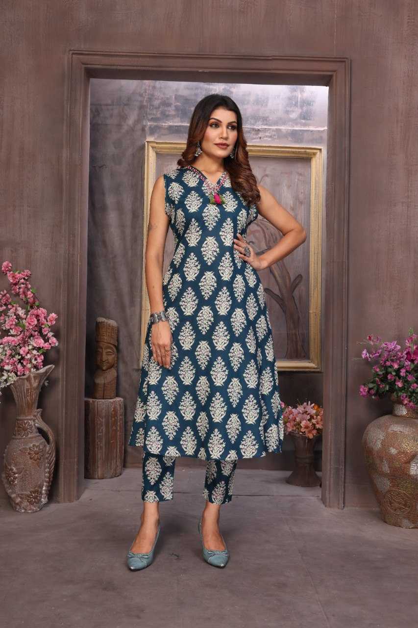 YNF COTTON KESH172 LKC12 KURTIS WHOLESALEPRINTED COTTON SLEEVELESS V NECK KURTI WITH BOTTOM KURTIS MANUFACTURER