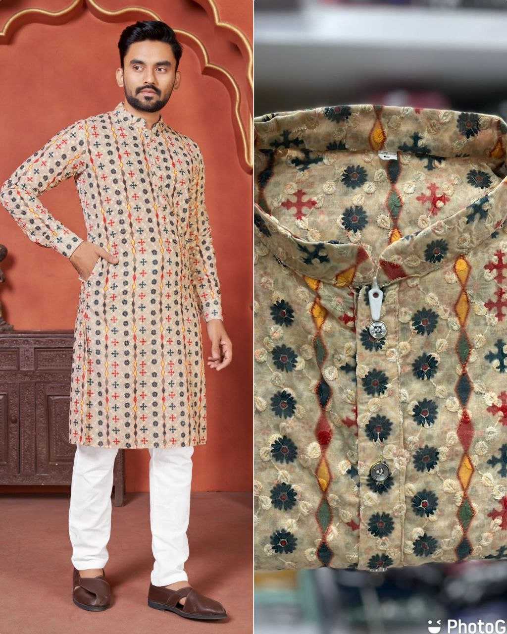 YNF COTTON KESH246 Schiffli 2.0 MENS WEAR WHOLESALE MEN COTTON KURTA MEN CHIKAN KURTA MANUFACTURER