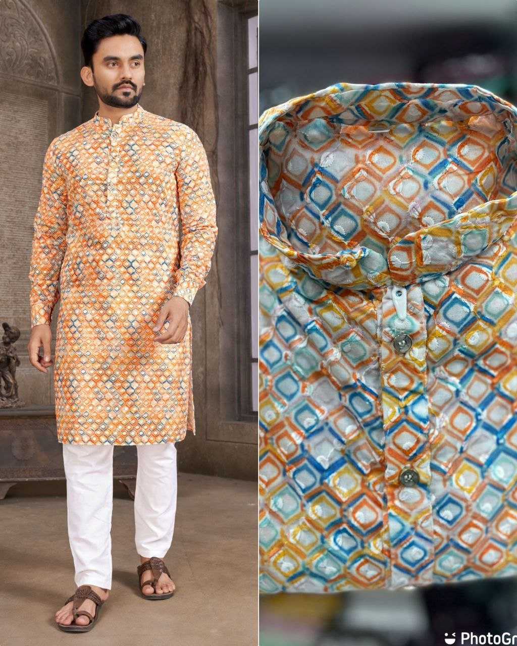 YNF COTTON KESH246 Schiffli 2.0 MENS WEAR WHOLESALE MEN COTTON KURTA MEN CHIKAN KURTA MANUFACTURER