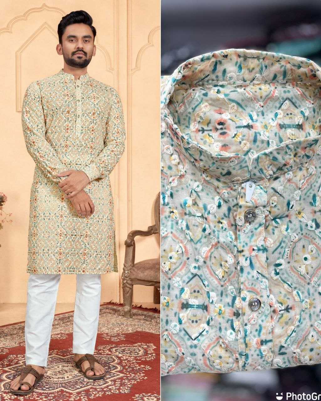 YNF COTTON KESH246 Schiffli 2.0 MENS WEAR WHOLESALE MEN COTTON KURTA MEN CHIKAN KURTA MANUFACTURER