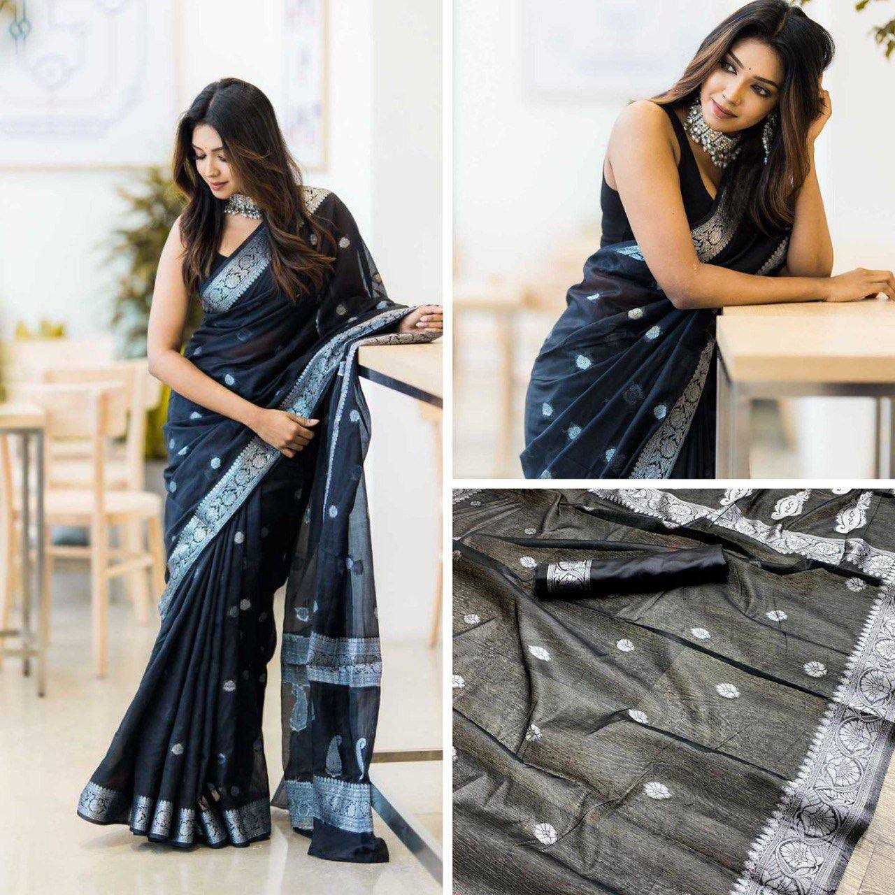 YNF COTTON RIN179 551 SAREES WHOLESALE ZARI BORDER BLAKCK COTTON SAREES MANUFACTURER