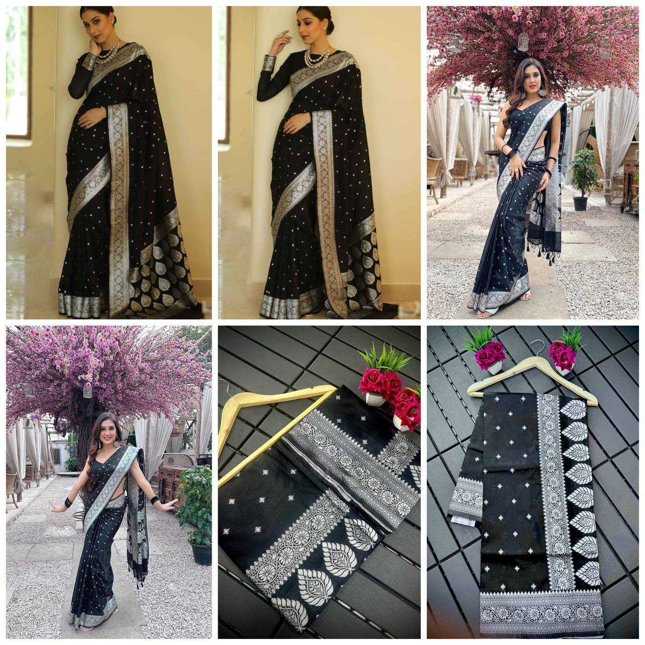 YNF COTTON RIN179 598 SAREES WHOLESALE COTTON LINEN ZARI BORDER BLACK SAREES MANUFACTURER