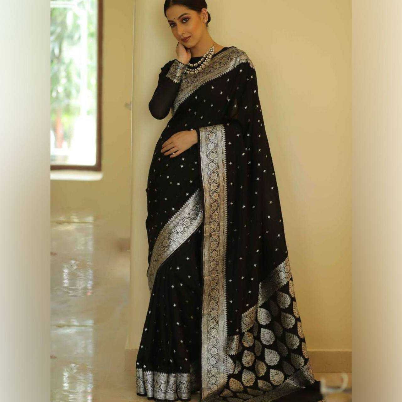 YNF COTTON RIN179 598 SAREES WHOLESALE COTTON LINEN ZARI BORDER BLACK SAREES MANUFACTURER