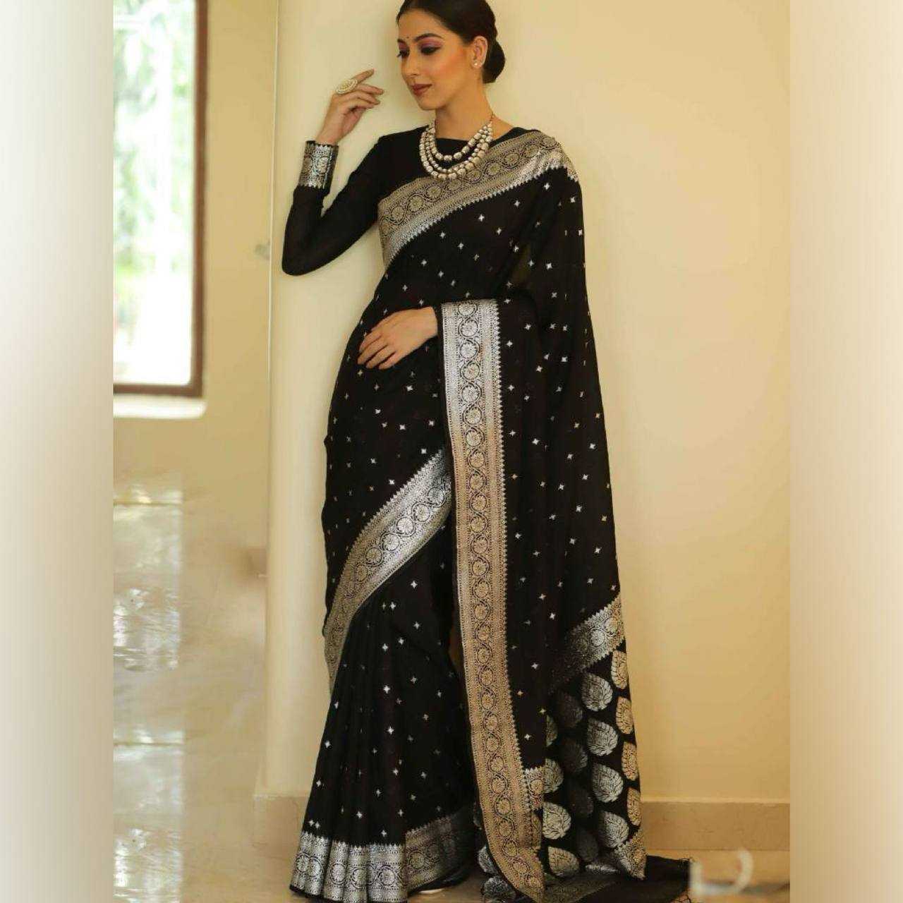 YNF COTTON RIN179 598 SAREES WHOLESALE COTTON LINEN ZARI BORDER BLACK SAREES MANUFACTURER